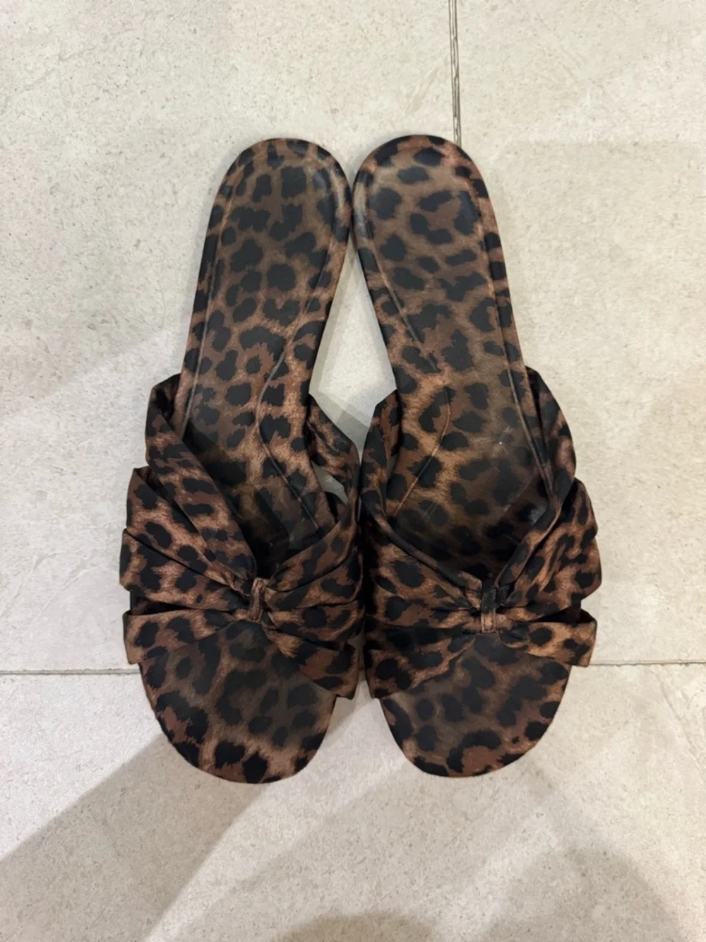 Zara Leopard Knot Slide Sandals - Brown & Black - Picture 8 of 8